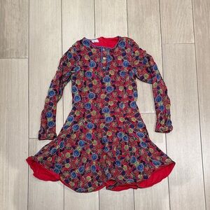 Monsoon Red and Blue Kids Dress with Floral Design